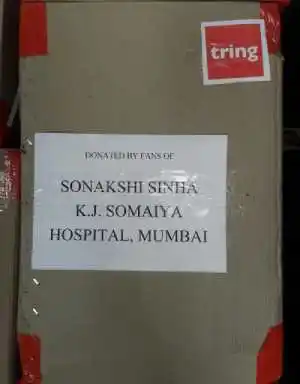 Sonakshi Sinha COVID PPE Kits Donation K.J. Hospital Mumbai Tring