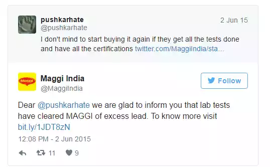 Maggi's Immediate Response