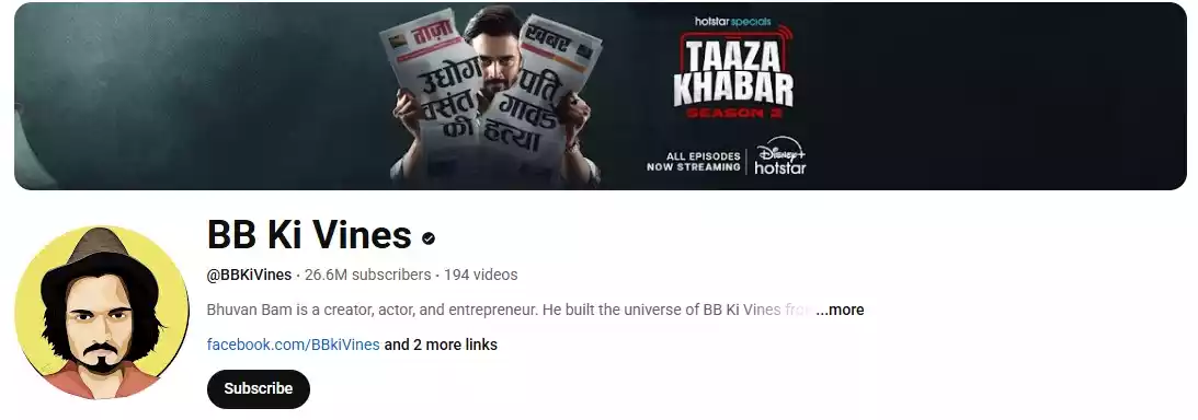 Bhuvan-Bam-youtube.jpg YouTuber Bhuvan Bam